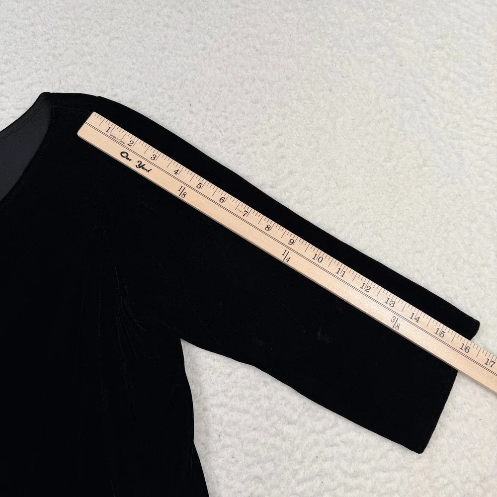 Eileen Fisher Velvet Midi Dress Women S Black Silk Blend 3/4 Sleeve Capsule‎